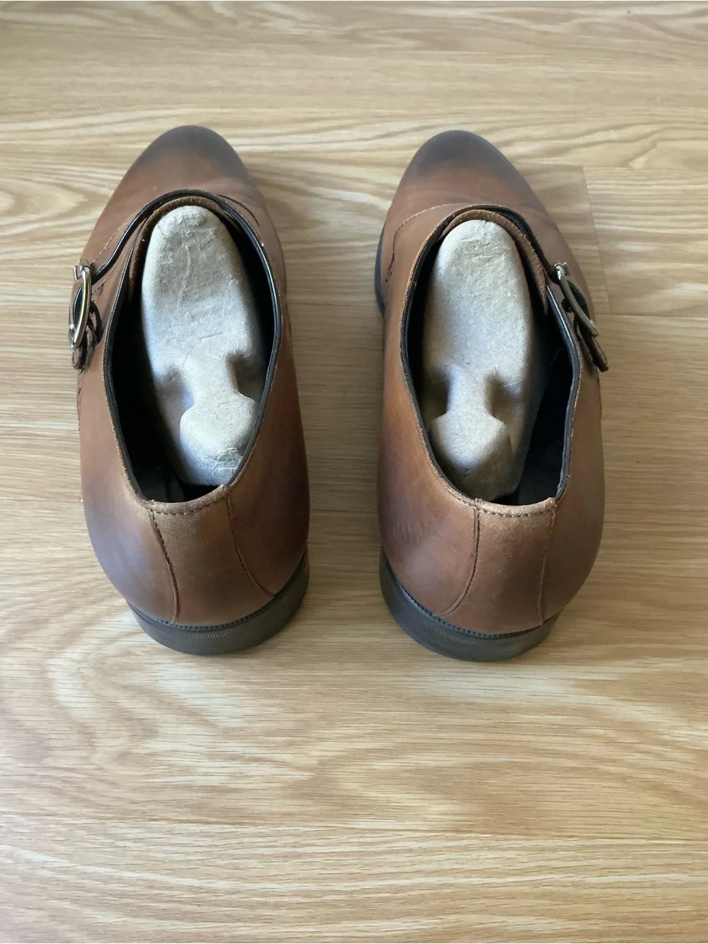 Ermenegildo Zegna Monk Strap Buckle Leather Dress Shoes Brown Size 10